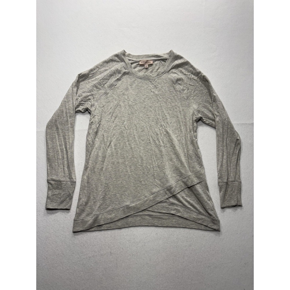 Philosophy Republic Clothing Top Womens Large Gray Long Sleeve Asymmetrical Hem
